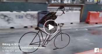 Fietsen door New York, op een autoruit